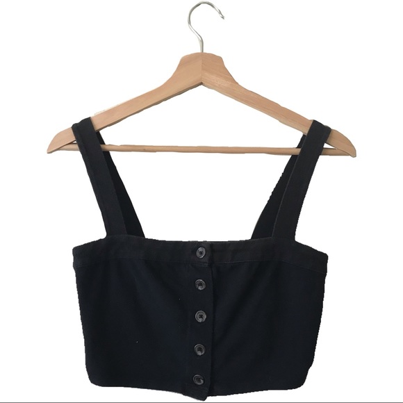 simple black tank top w buttons detail - Picture 1 of 1